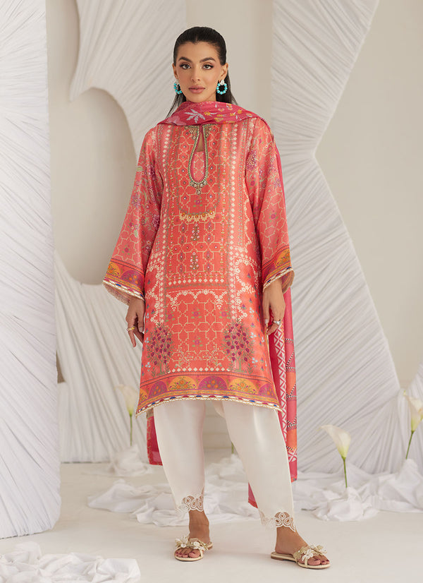 Lillia Tangerine Shirt and Dupatta