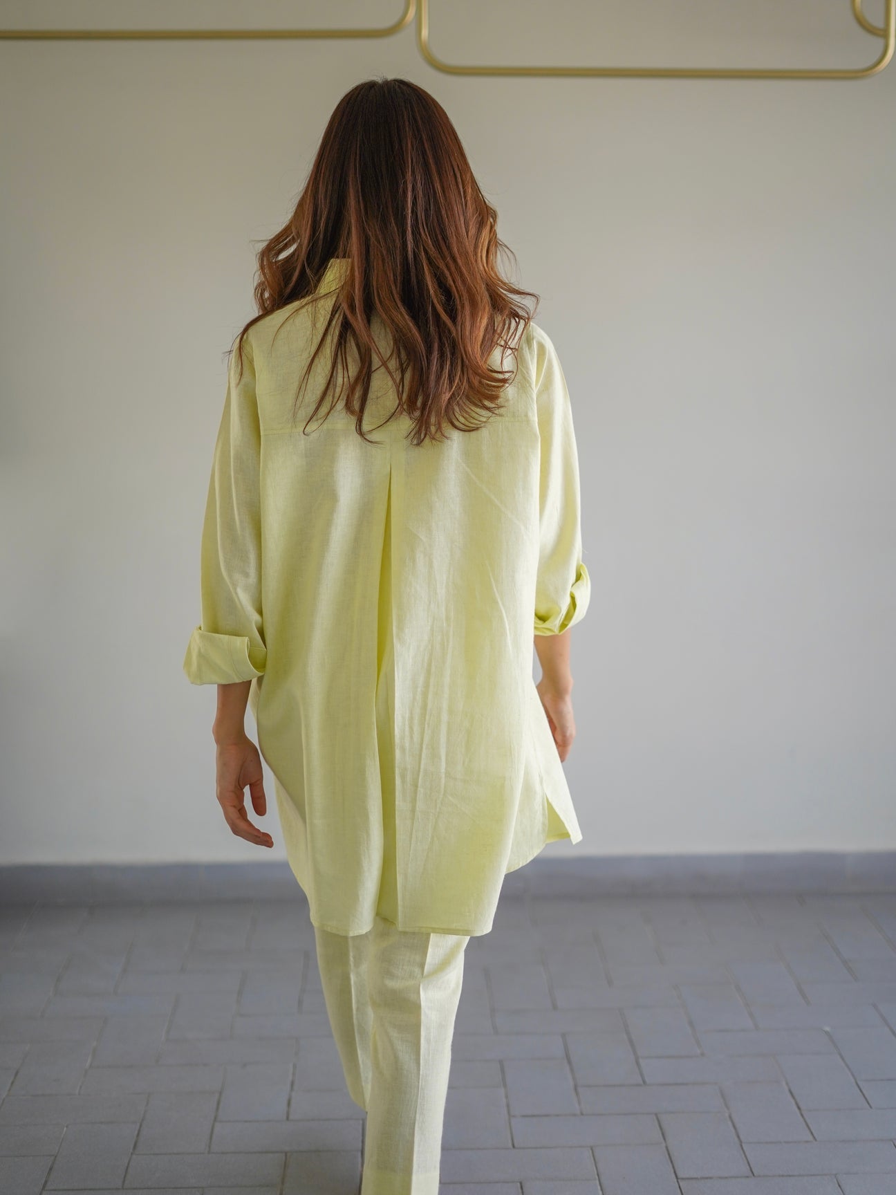 Butter Yellow Collared Linen Set