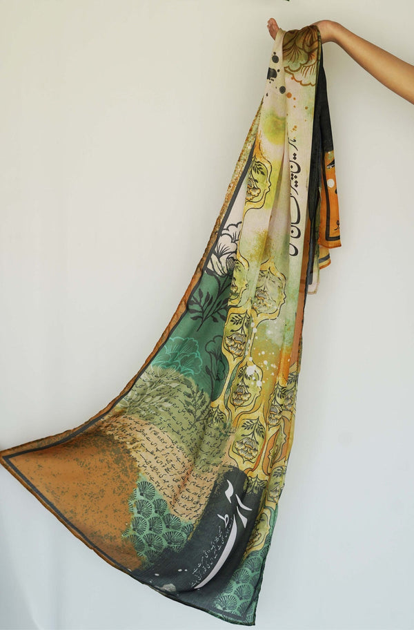 Tarz Scarf - Shaded Green & Orange