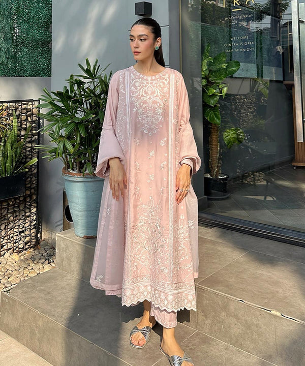 3 Piece- Embroidered Raw Silk Suit