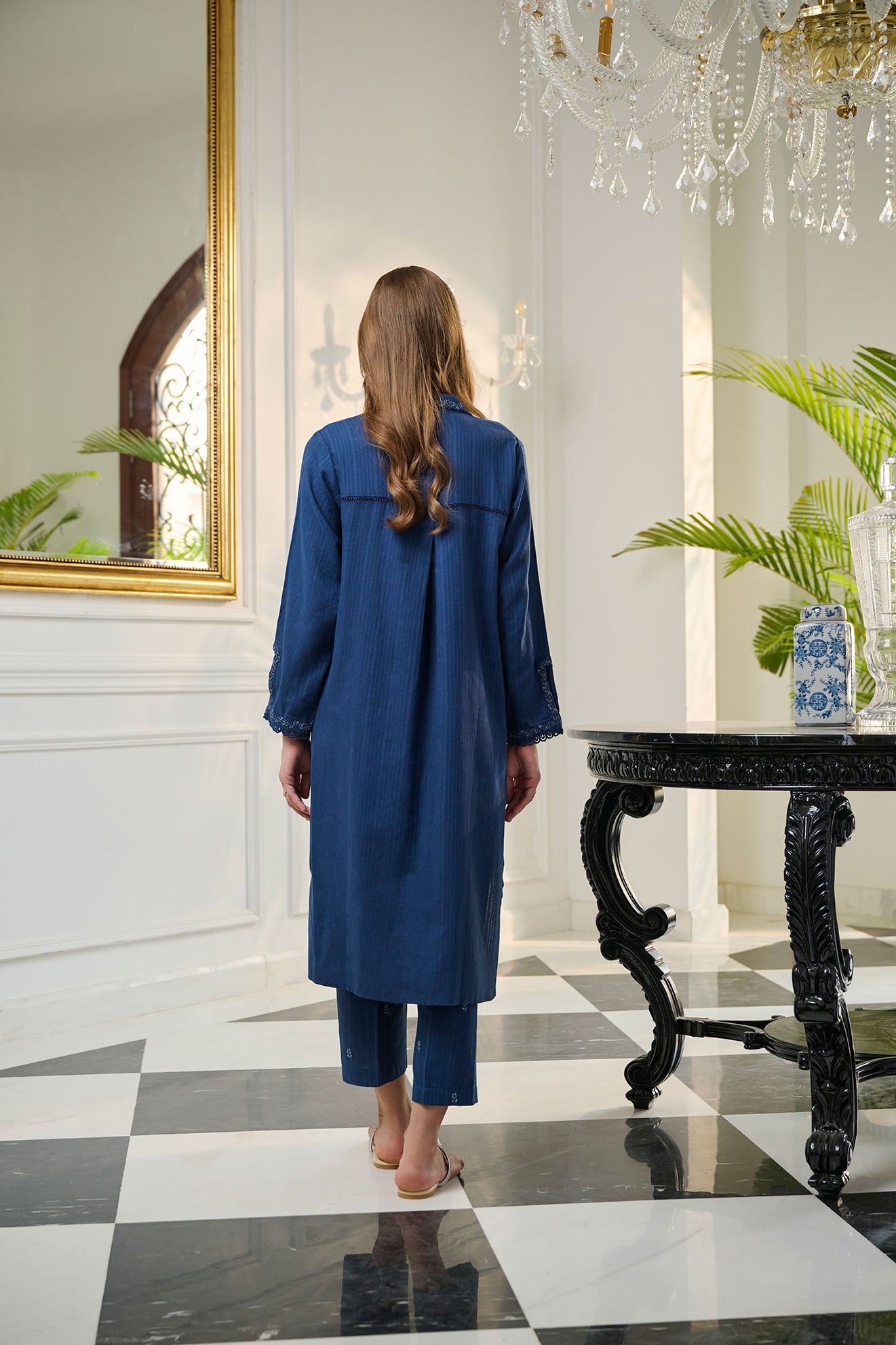 DHANAK - DC-2248 NAVY BLUE 2PCS EMBROIDERED KURTA WITH TROUSER