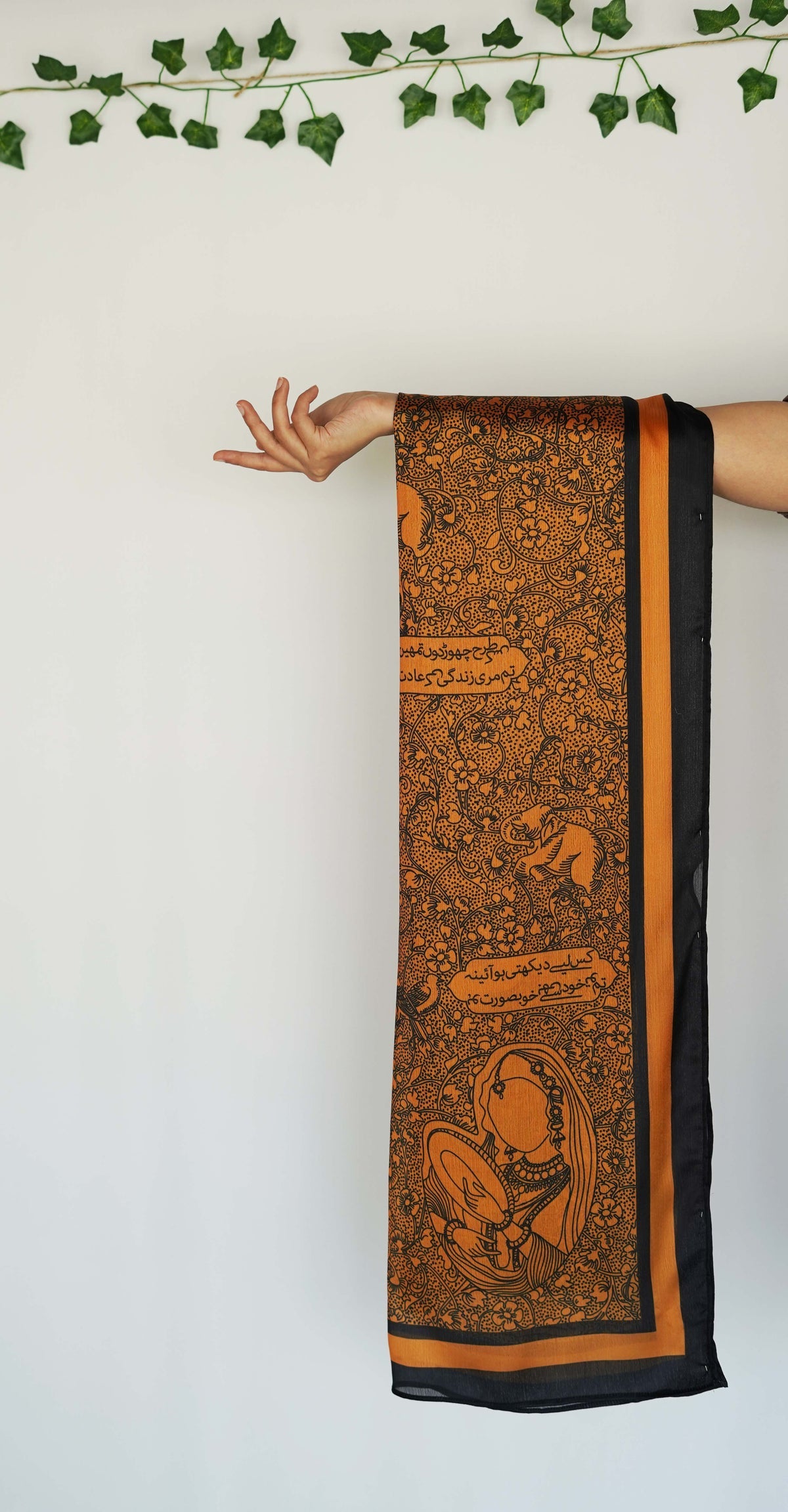 Rustic Orange with Black - Aaina Scarf