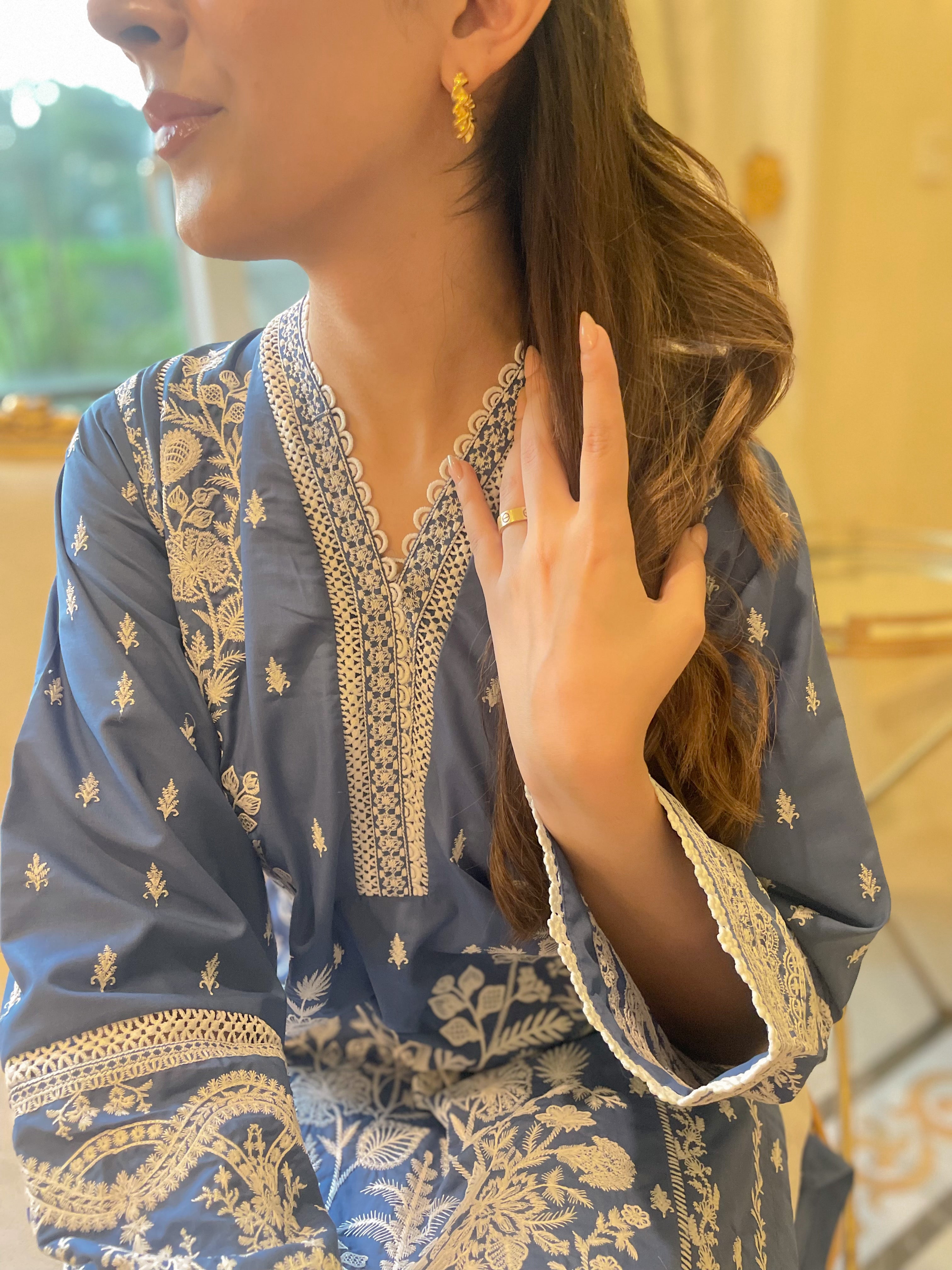 Cobalt Blue Embroidered Kurta