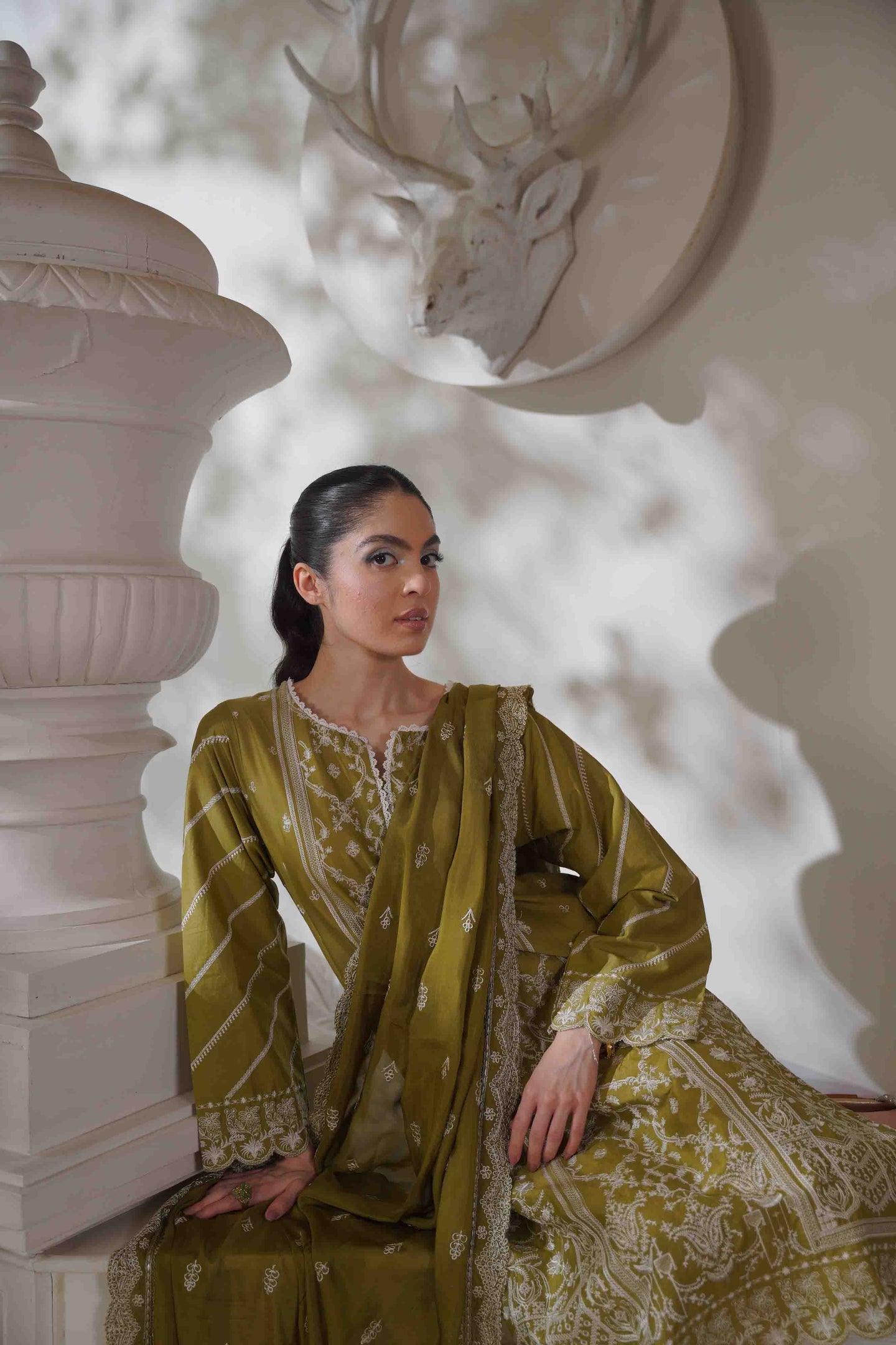 Tuberose Dupatta - Mustard