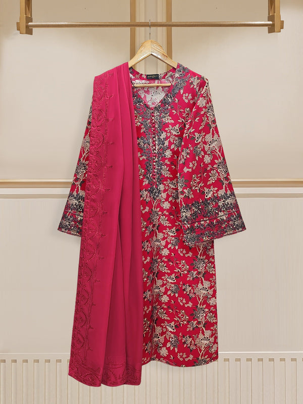 2 Piece - Digital Printed Embroidered Cambric Suit S110123