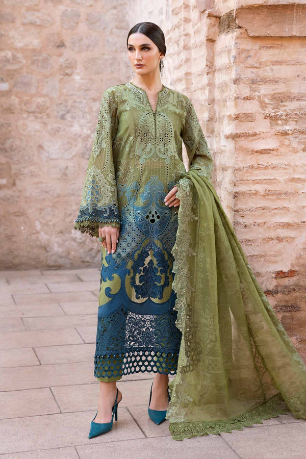 3 Piece Unstitched Embroidered Paper Cotton Suit | D-2501-A