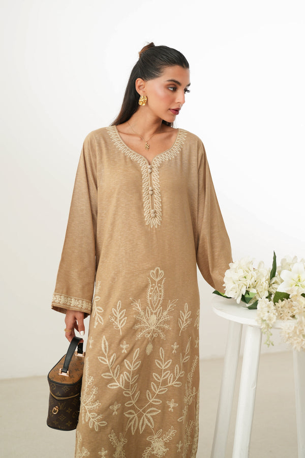 SICILY TAN LUXURY EMBROIDERED FALL SET (NPA2-24313)