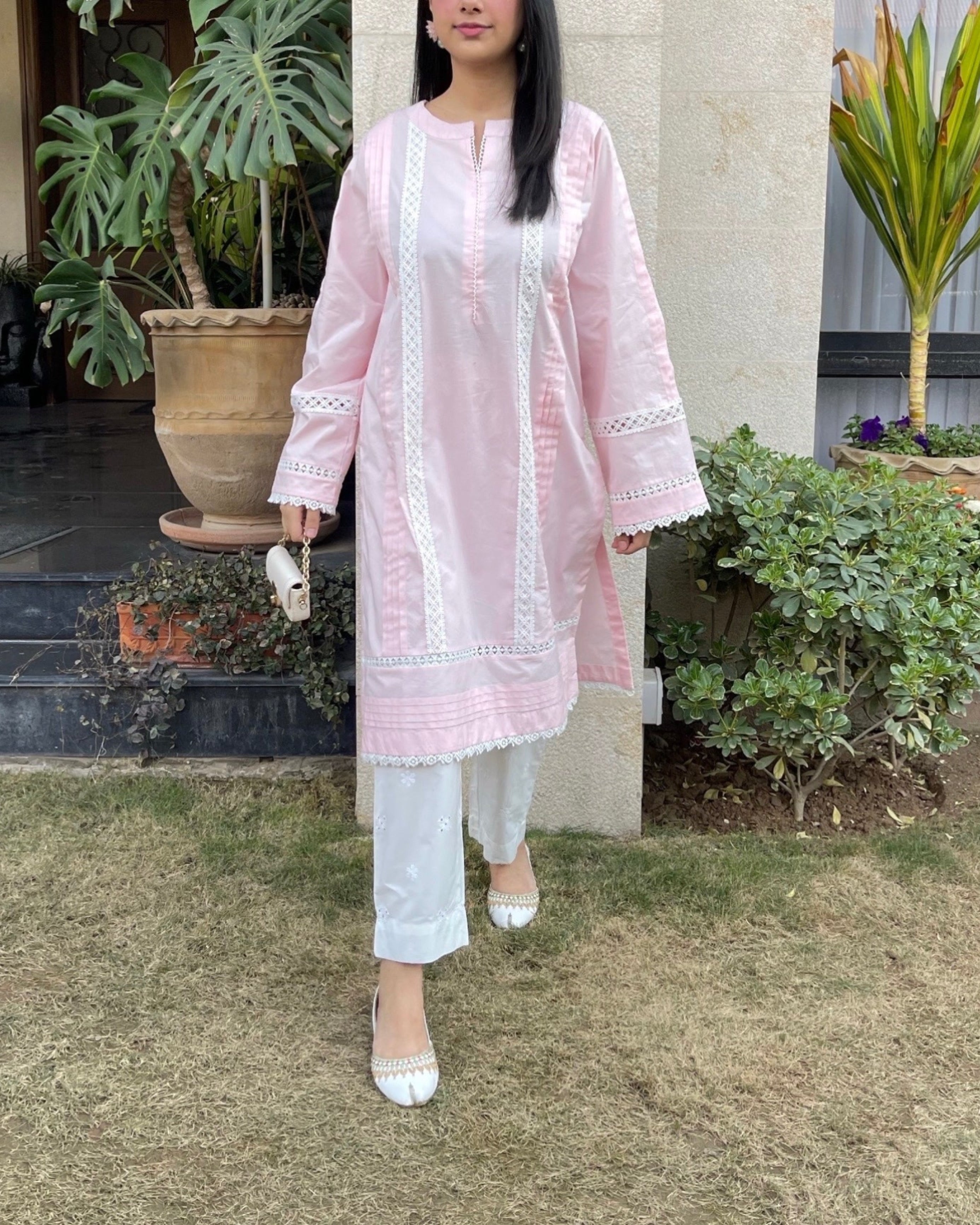 Pink Lace Kurta