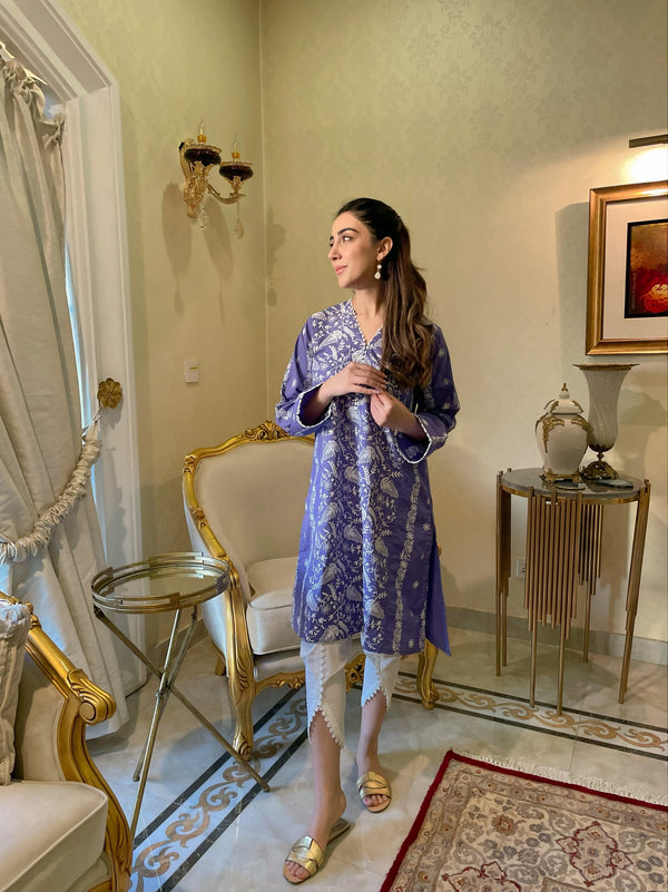 Purple Embroidered Kurta