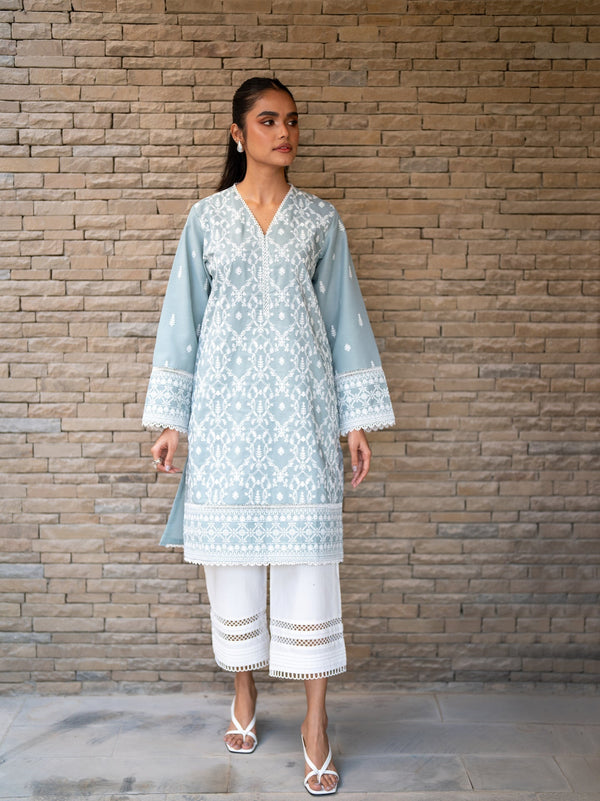 Teal Embroidered Kurta