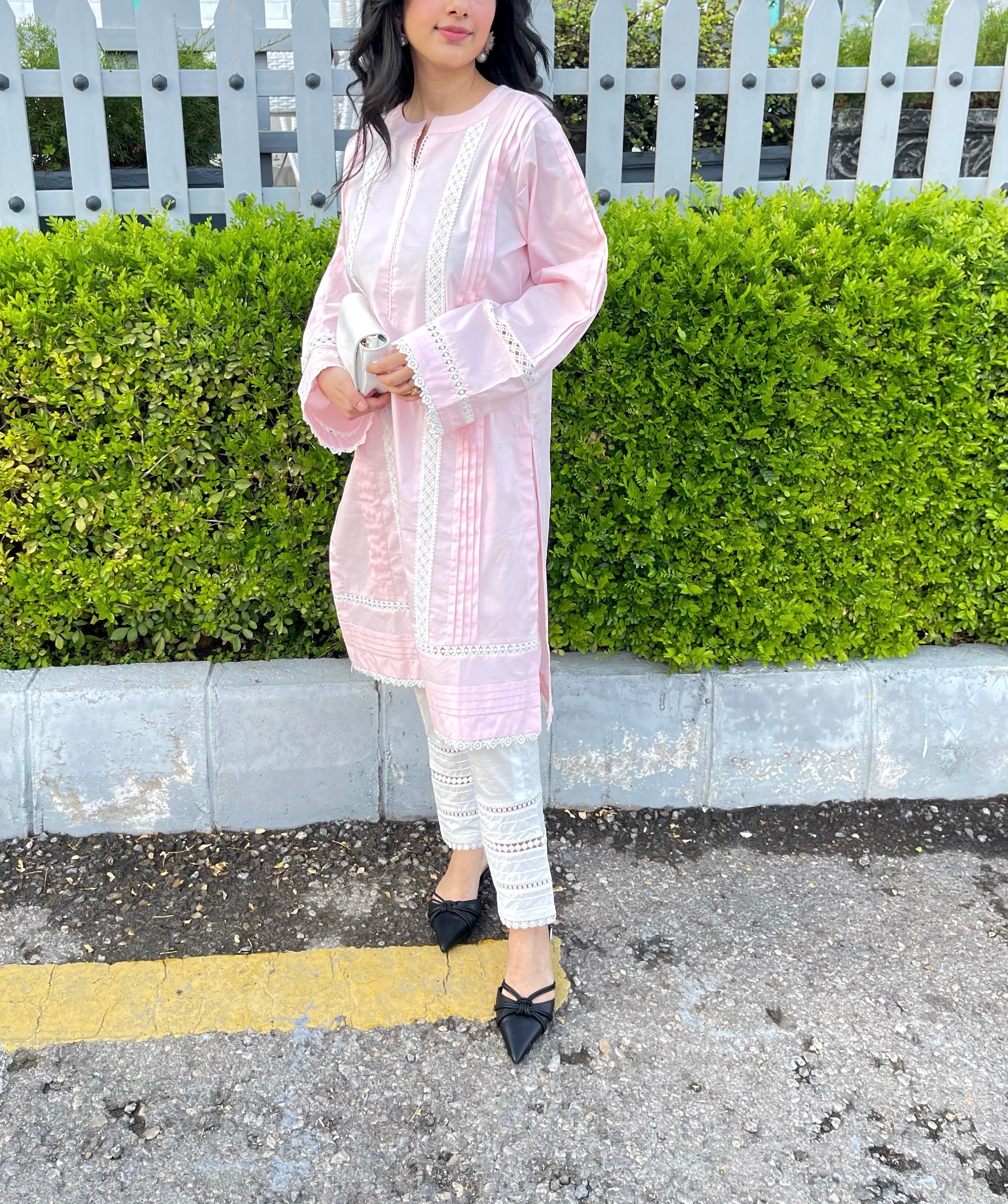 Pink Lace Kurta