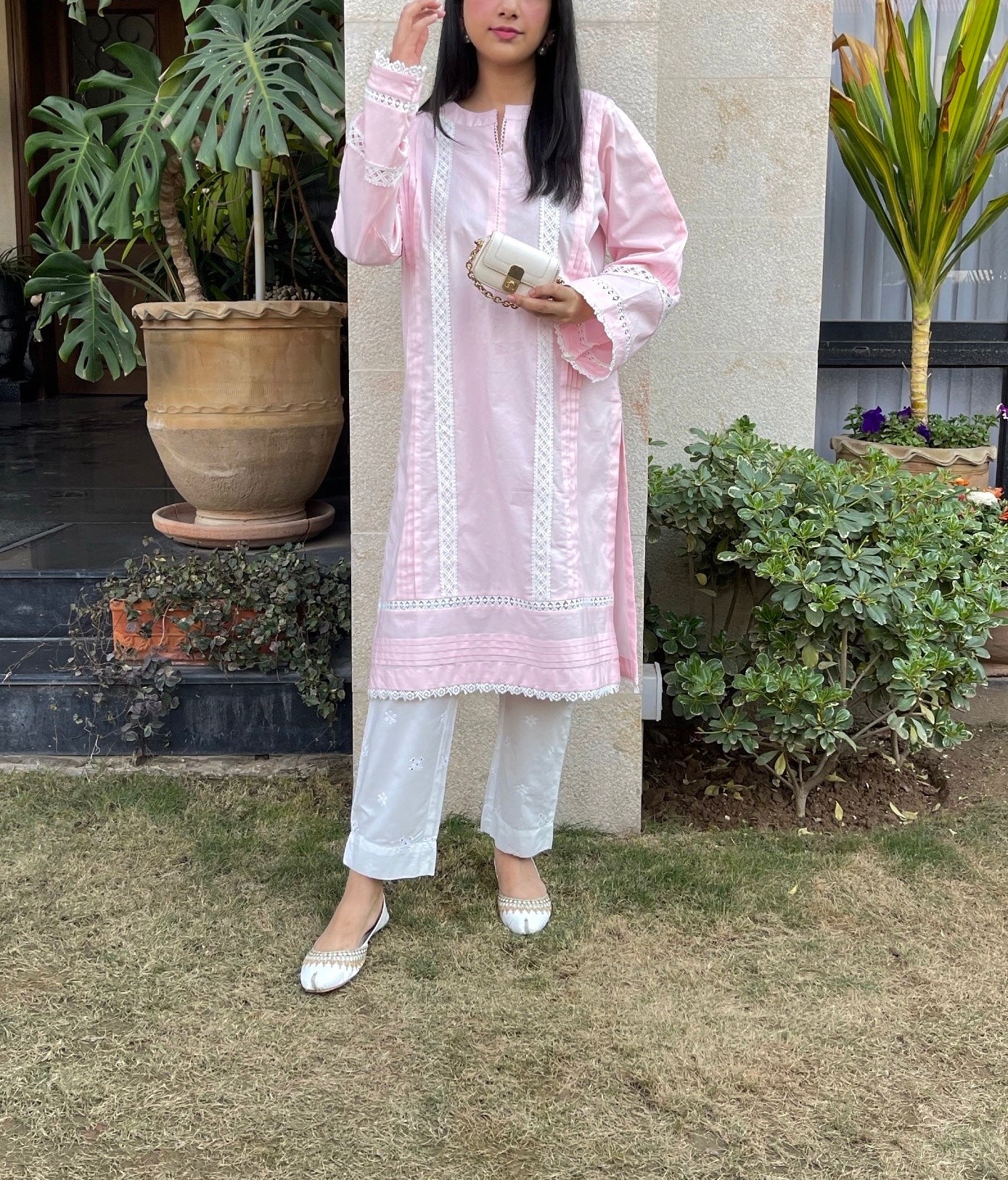 Pink Lace Kurta