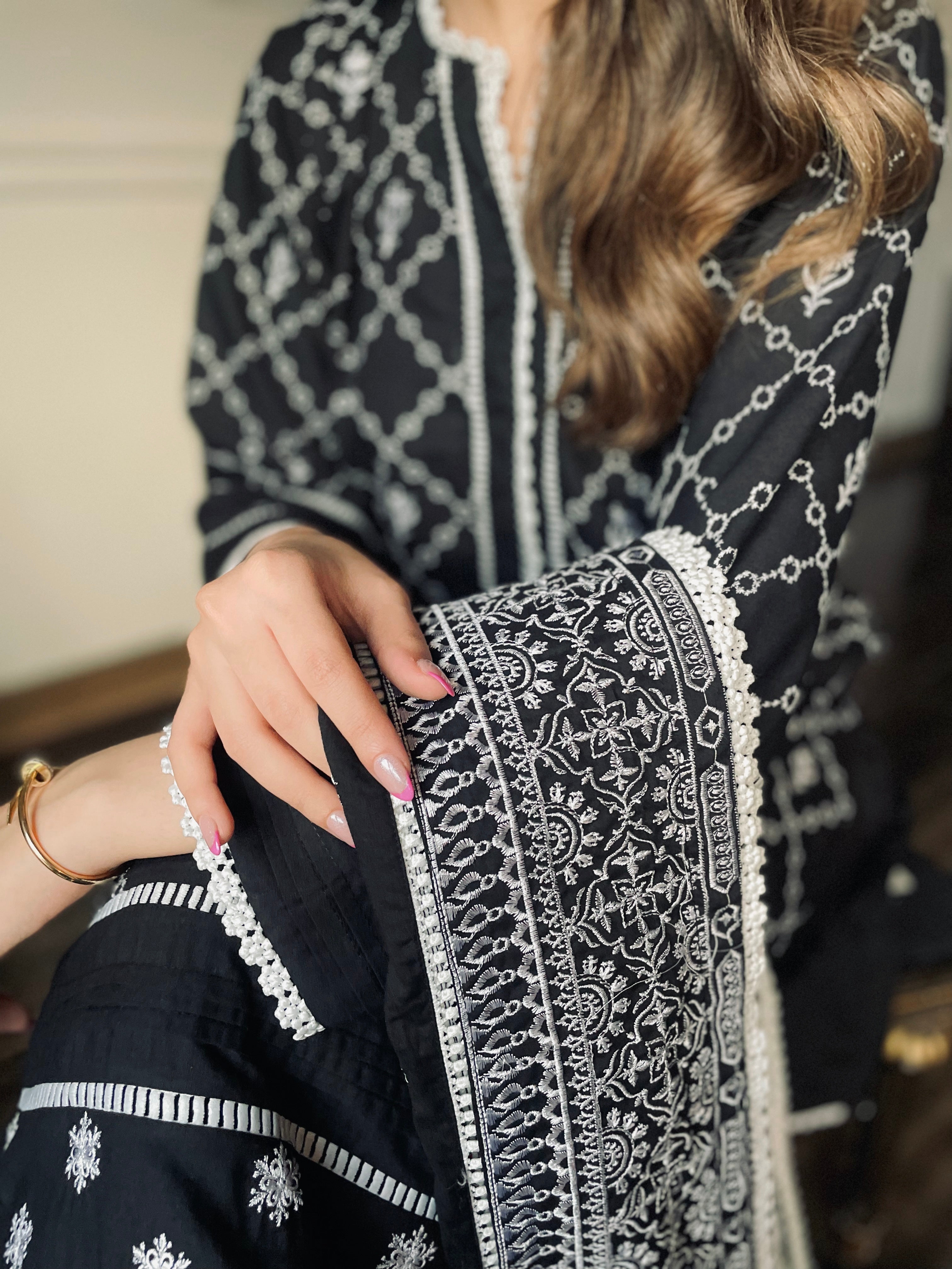 Black Embroidered Suit